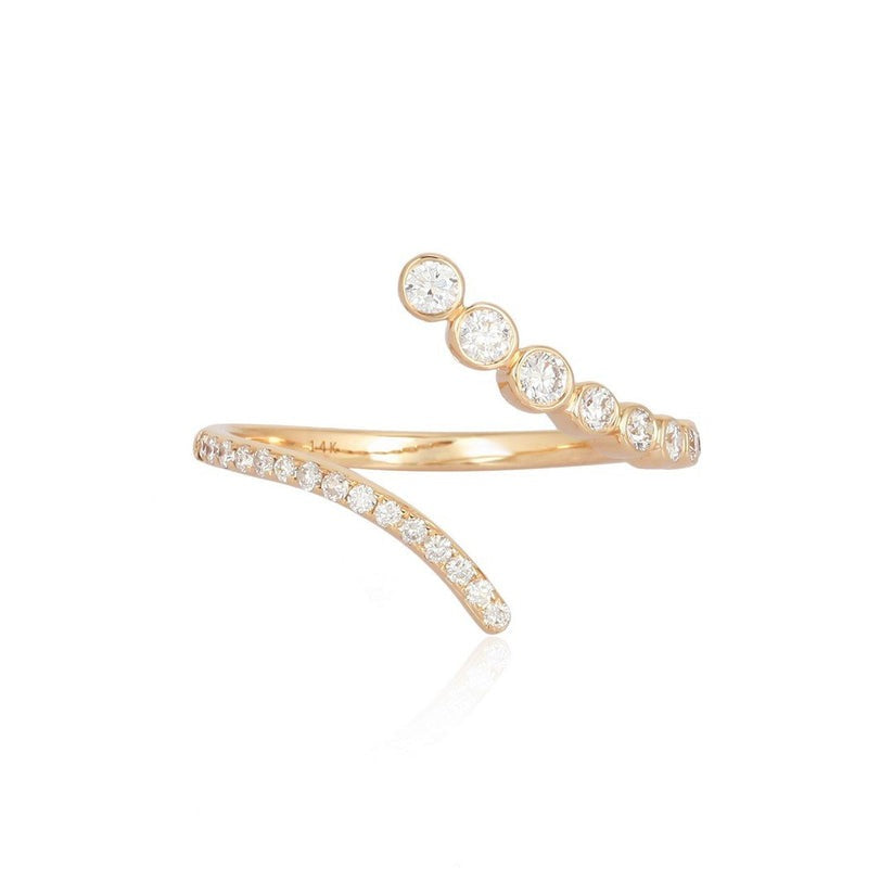 Diamond Bezel Open Spiral Ring in 14K Yellow Gold