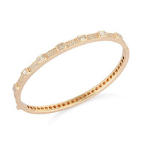 Pave Diamond Baguette Bangle Bracelet in 14K Gold