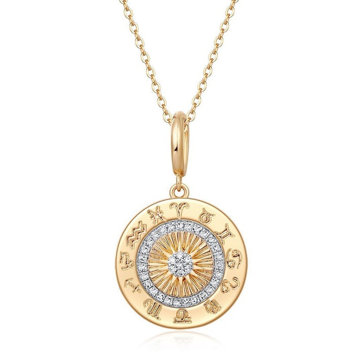 Clarity Round Pendant Diamond Necklace in 14K Yellow Gold