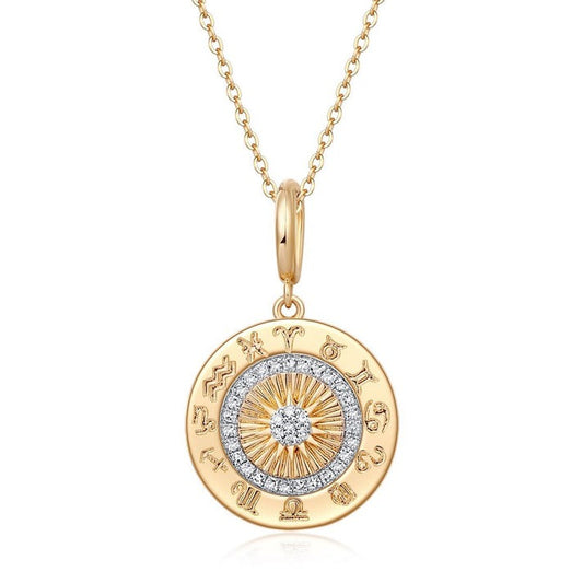 Clarity Round Pendant Diamond Necklace in 14K Yellow Gold