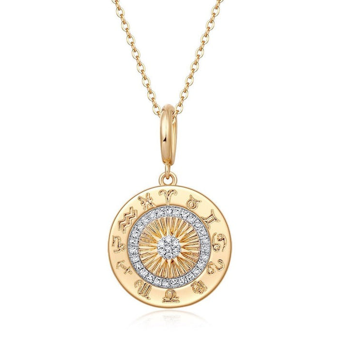 Clarity Round Pendant Diamond Necklace in 14K Yellow Gold
