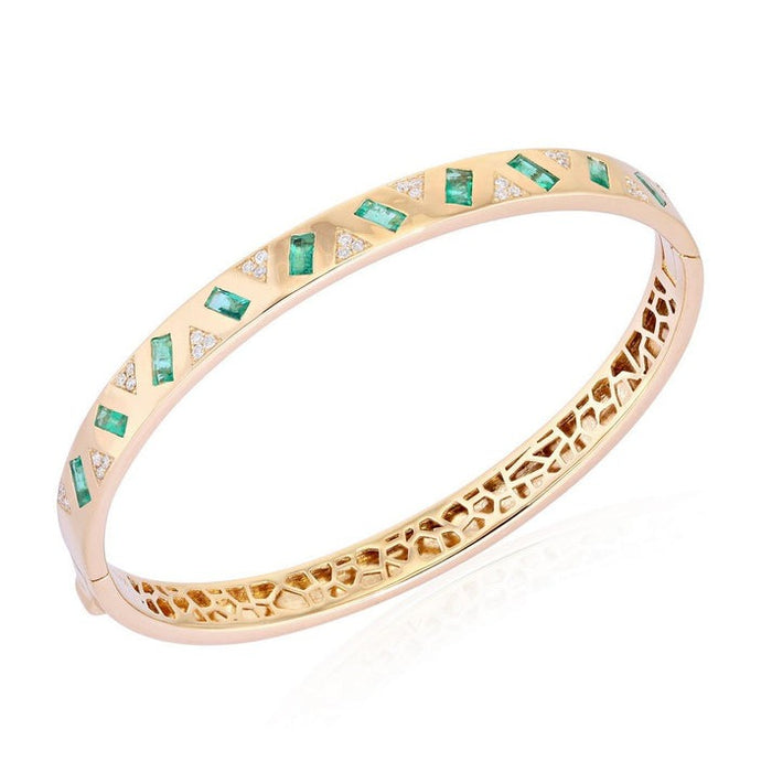 Echo Diamond Bangle Bracelet in 14K Yellow Gold