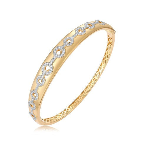 129 Diamond 14K (or 18k upon request) Yellow Gold Bangle Bracelet