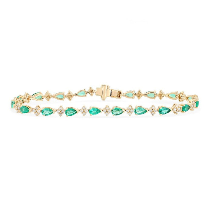 Aurora Emerald Diamond Tennis Bracelet in 14K Yellow Gold