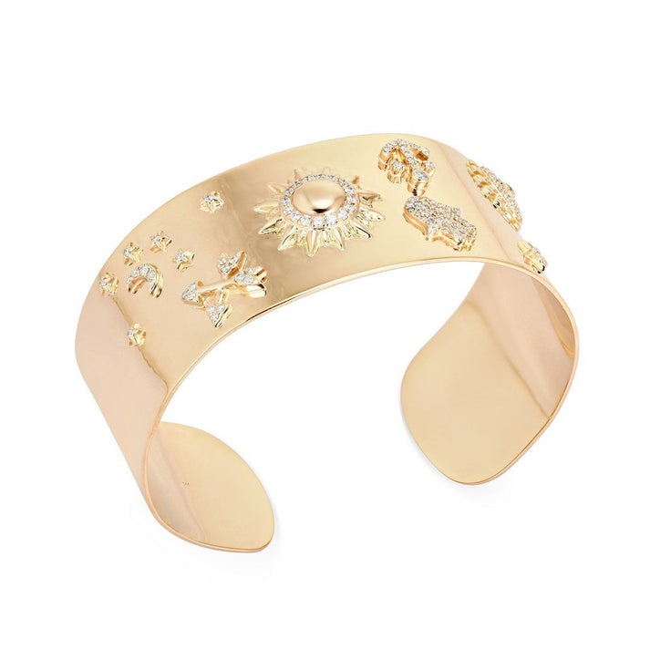 Solar Talisman Celestial Cuff Bracelet in 14K Yellow Gold