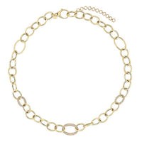 Pave Diamond Connectors Link Necklace in 14K Yellow Gold