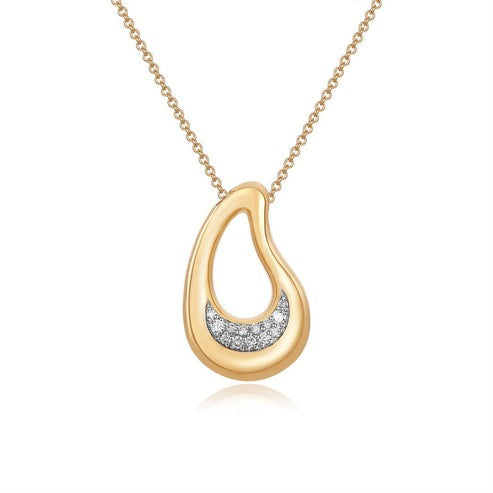 Teardrop Gold Pendant Necklace in 14K Yellow Gold