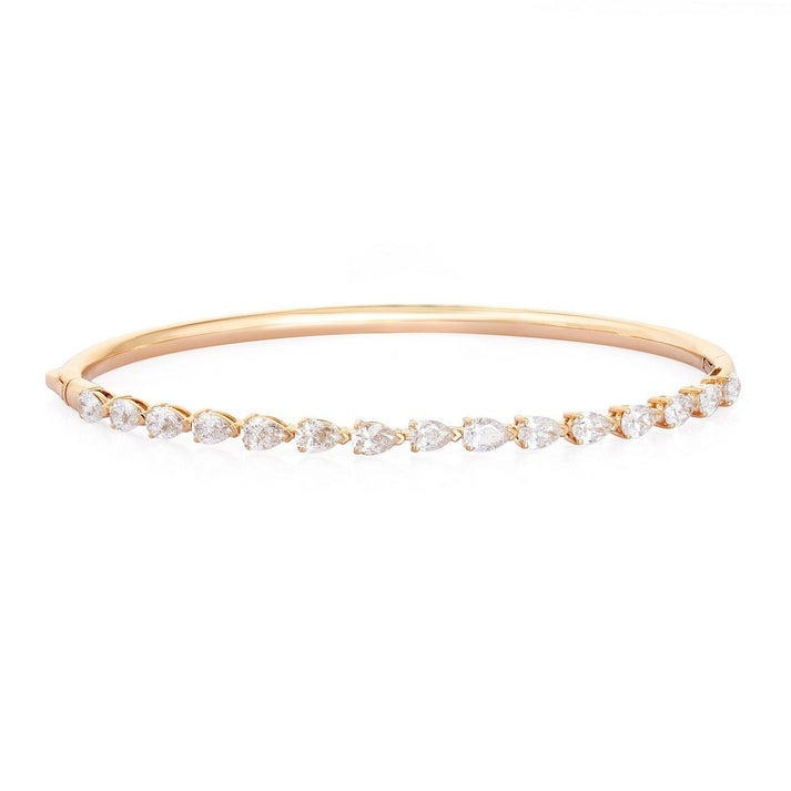 Halo Bare Diamond Bangle Bracelet in 14K Yellow Gold