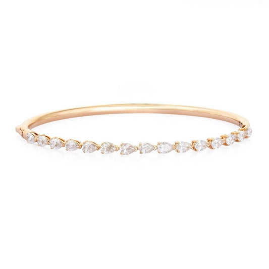 Halo Bare Diamond Bangle Bracelet in 14K Yellow Gold