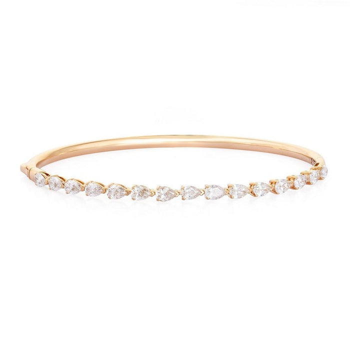 Halo Bare Diamond Bangle Bracelet in 14K Yellow Gold