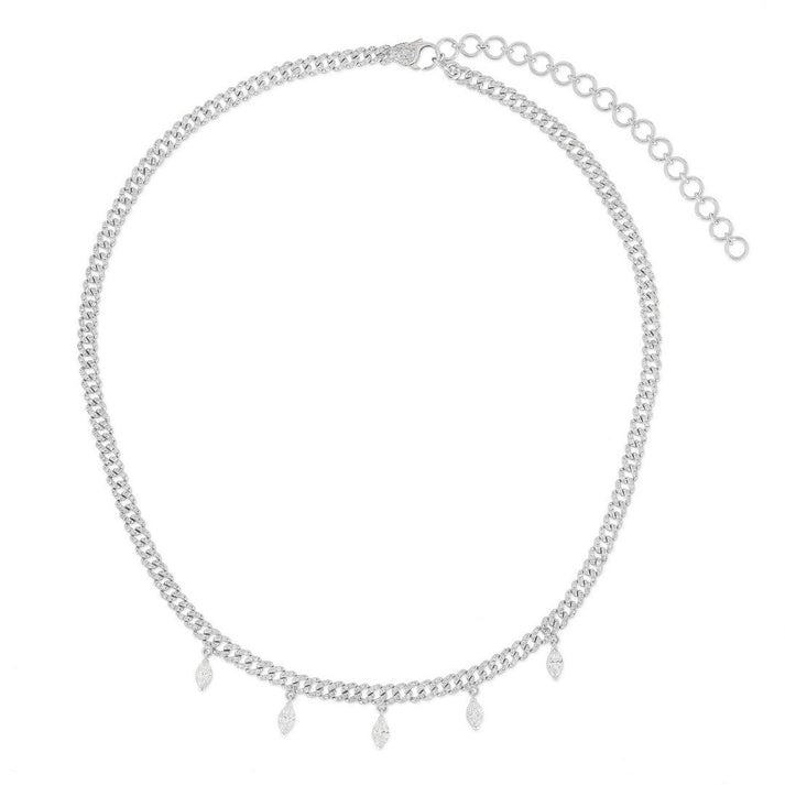 Fancy Emerald Diamond Necklace in 14K White Gold