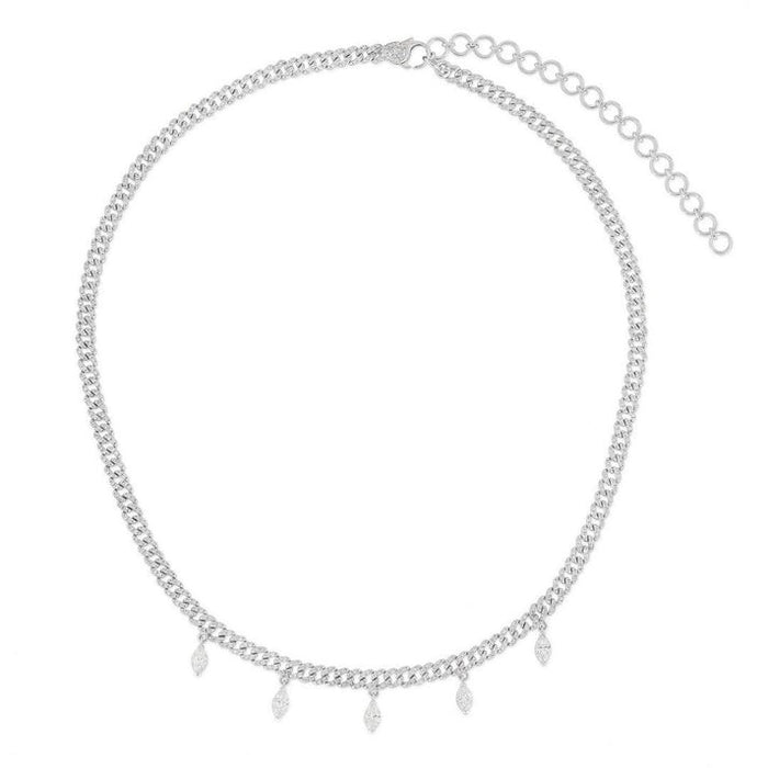 Fancy Emerald Diamond Necklace in 14K White Gold