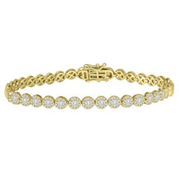 Garnet Gleam Diamond Tennis Bracelet in 14K Yellow Gold