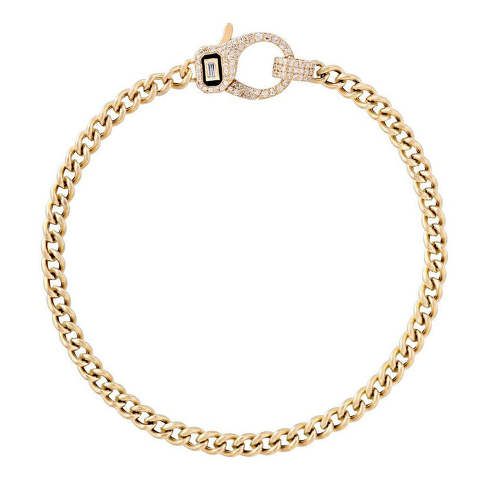 Enamel Clasp Cuban Chain Bracelet in 14K Yellow Gold