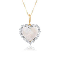 Heart Shape Pearl Pendant Necklace in 14K Yellow Gold