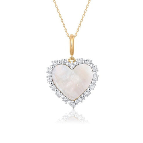 Heart Shape Pearl Pendant Necklace in 14K Yellow Gold