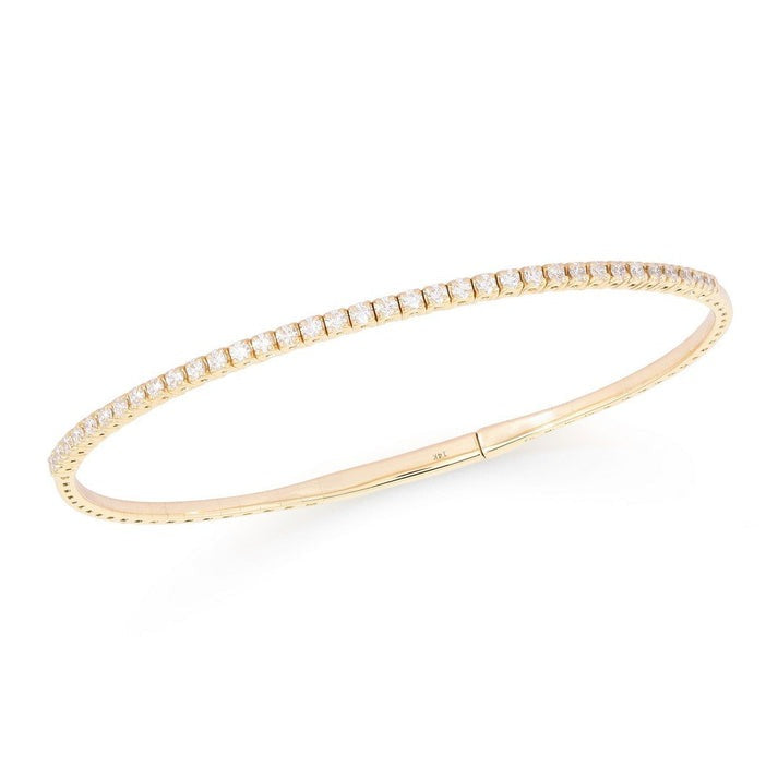 Round Diamond Thin Tennis Bangle Bracelet in 14K Yellow Gold