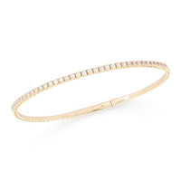 Round Diamond Thin Tennis Bangle Bracelet in 14K Yellow Gold