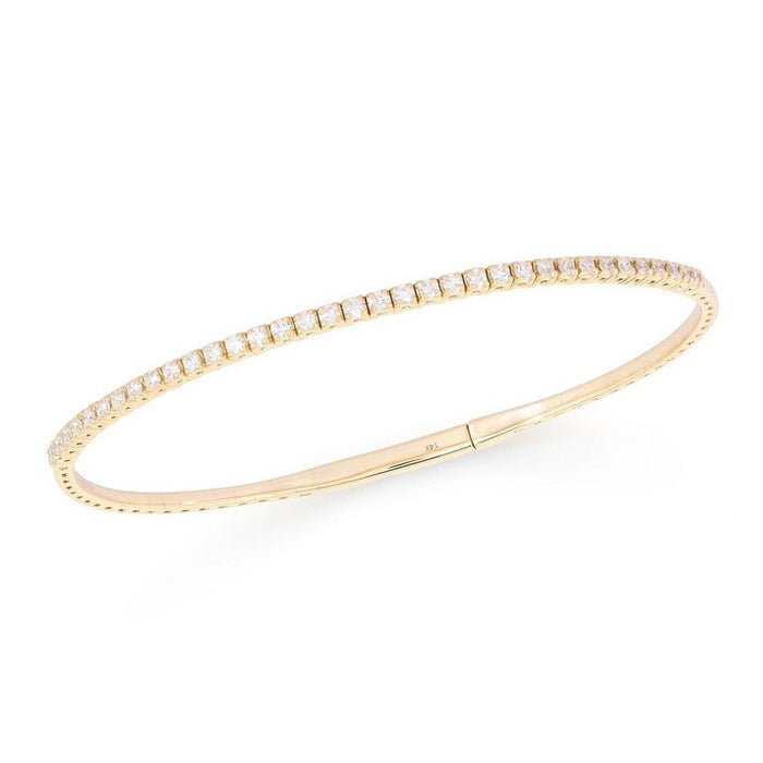 Round Diamond Thin Tennis Bangle Bracelet in 14K Yellow Gold