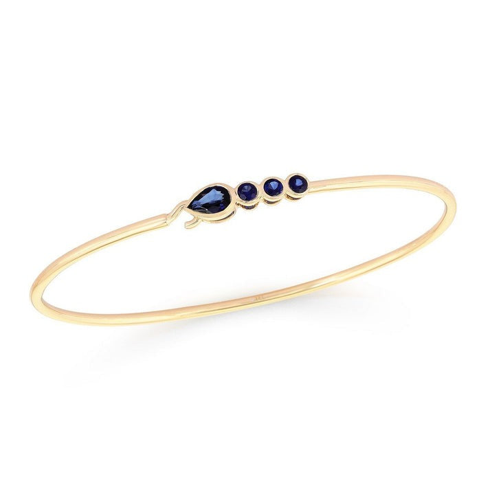 Pear Cut Sapphire Accent Bracelet in 14K Yellow Gold