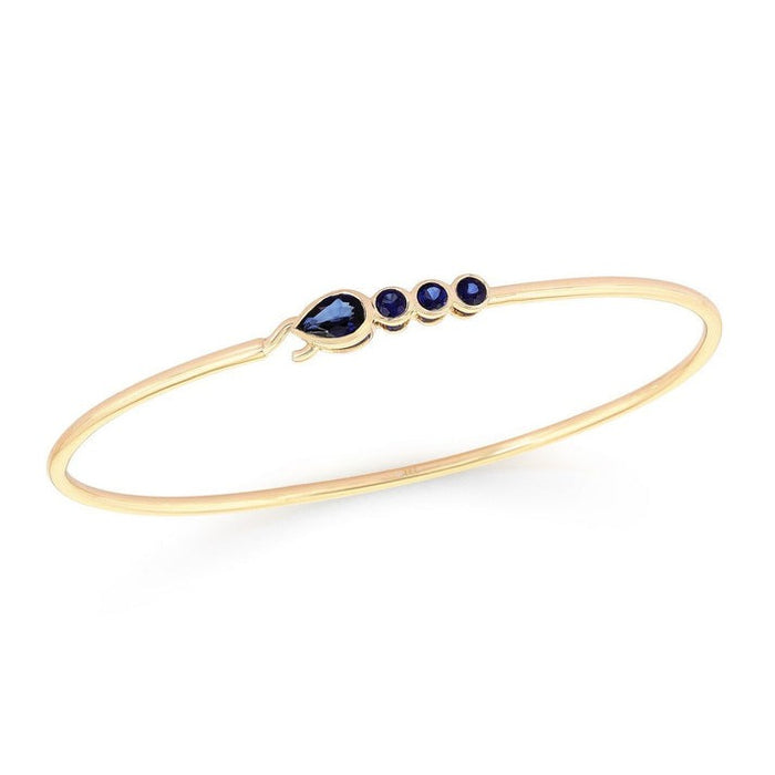 Pear Cut Sapphire Accent Bracelet in 14K Yellow Gold