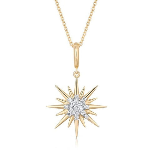 Sapphire Diamond Pendant Necklace in 14K Yellow Gold
