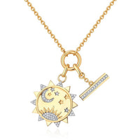 Celestial Moon Star Charm Pendant Necklace in 14K Yellow Gold
