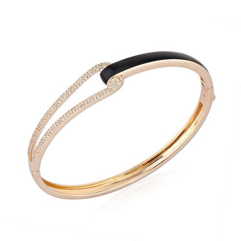 Morning Clip Diamond Bangle Bracelet in 14K Yellow Gold
