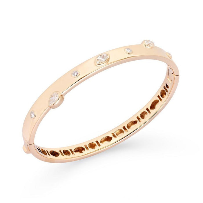 Eclipse Diamond Bangle Bracelet in 14K Yellow Gold