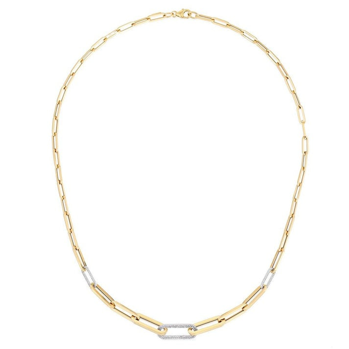 Elongated Paperclip Chain Necklace in 14K Yellow Gold