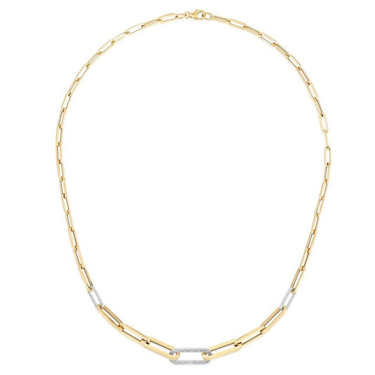 Elongated Paperclip Chain Necklace in 14K Yellow Gold