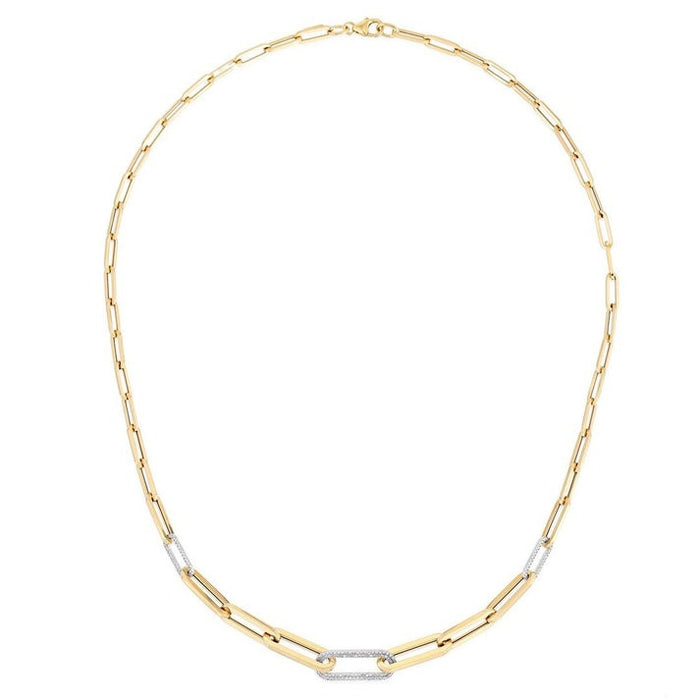 Elongated Paperclip Chain Necklace in 14K Yellow Gold