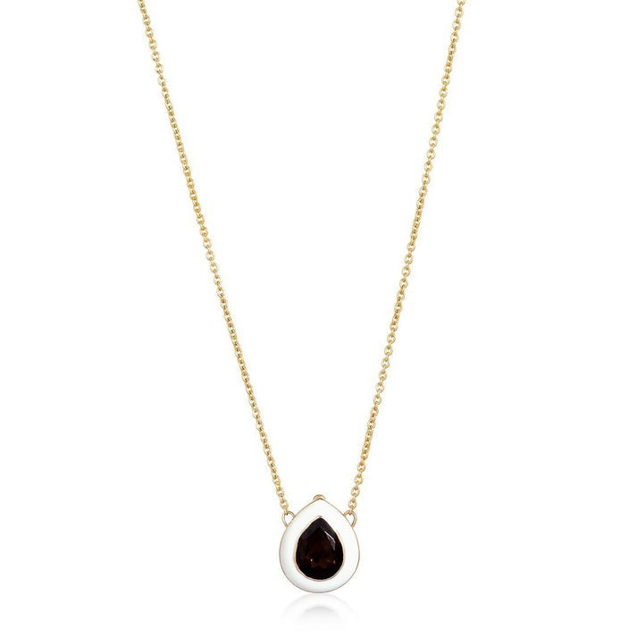 Smoky Topaz Diamond Pendant Necklace in 14K Yellow Gold