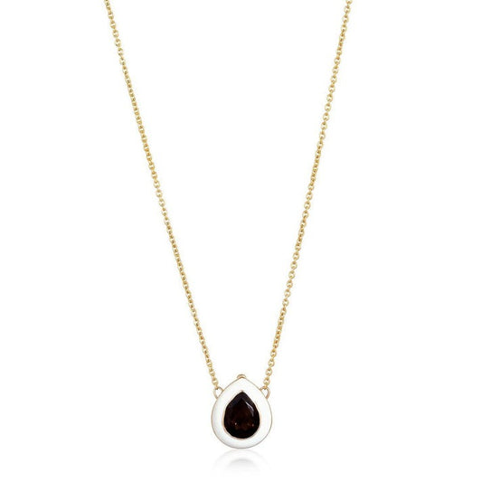 Smoky Topaz Diamond Pendant Necklace in 14K Yellow Gold