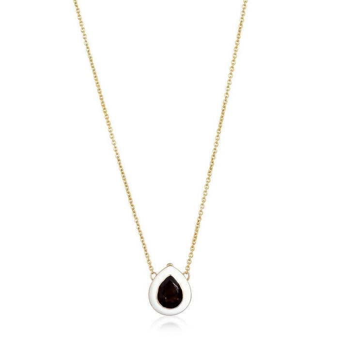 Smoky Topaz Diamond Pendant Necklace in 14K Yellow Gold