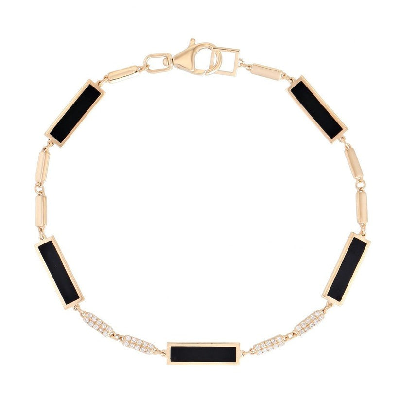 Sapphire Diamond Link Bracelet in 14K Yellow Gold