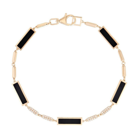 Sapphire Diamond Link Bracelet in 14K Yellow Gold