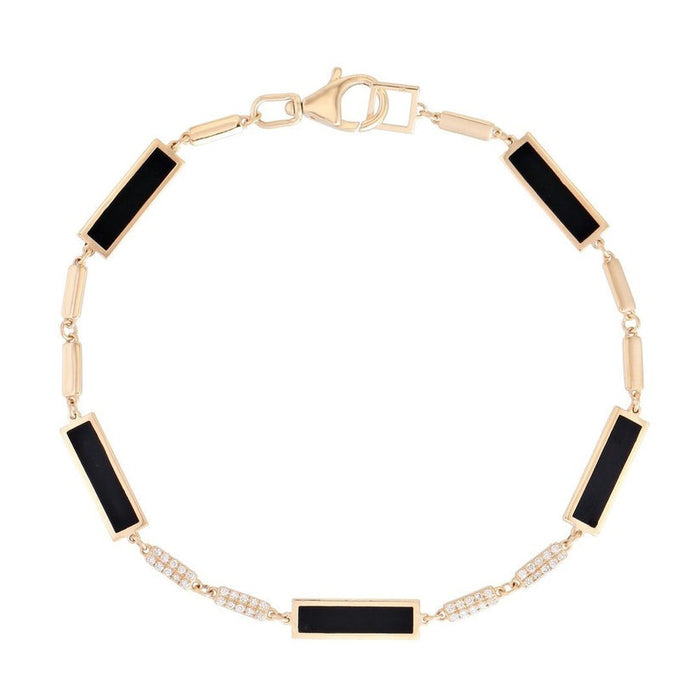 Sapphire Diamond Link Bracelet in 14K Yellow Gold