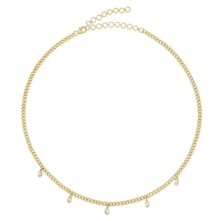 Minimalist Baguette 14K (or 18k upon request) Yellow Gold Diamond Link Necklace