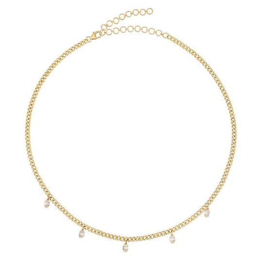 Minimalist Baguette Signature Diamond Link Necklace in 14K Yellow Gold