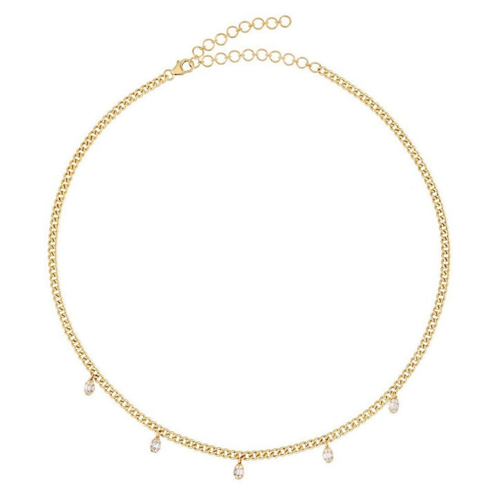 Minimalist Baguette 14K (or 18k upon request) Yellow Gold Diamond Link Necklace