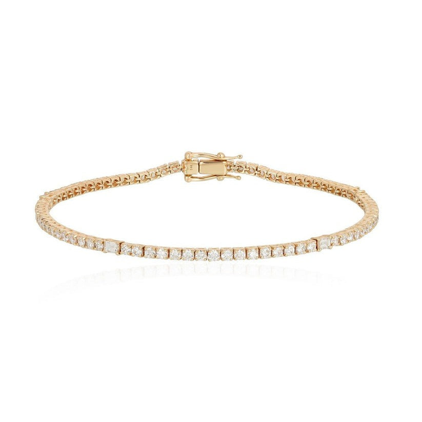 Illusion Diamond Baguette Tennis Bracelet in 14K Yellow Gold