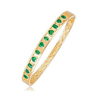 Brilliant Gemstones Bangle Bracelet in 14K Yellow Gold