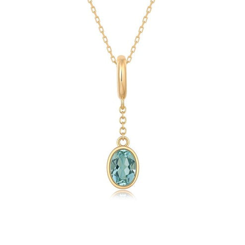 Diamond Topaz Pendant Necklace in 14K Yellow Gold