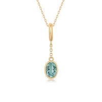 Diamond Topaz Pendant Necklace in 14K Yellow Gold