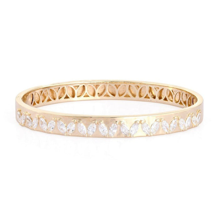 Edwardian Diamond Bangle Bracelet in 14K Yellow Gold