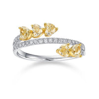 Two Tone Heart Pear Diamond Ring in 14K Yellow Gold