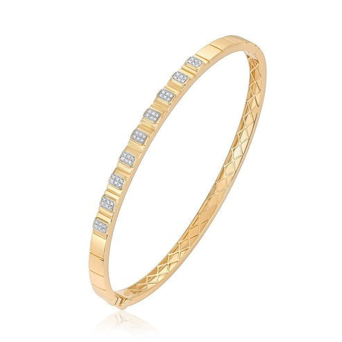 Baguette Diamond Bar Bangle Bracelet in 14K Yellow Gold