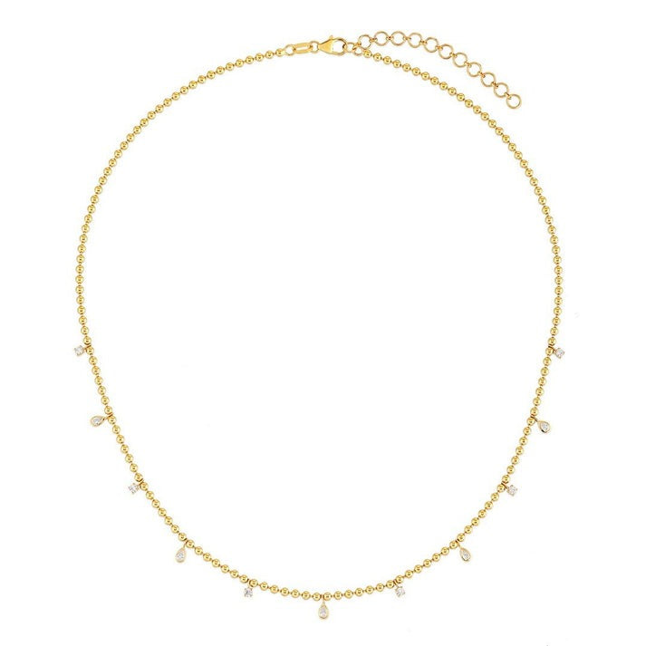 Six Diamond Station Necklace in 14K Yellow Gold