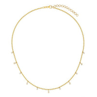 Six Diamond Station Necklace in 14K Yellow Gold